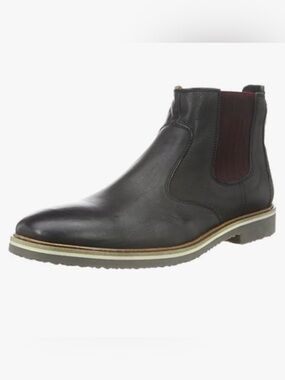 Lloyd Slava-Mid Chelsea Leather Boots - Black with Burgundy Elastic 9F079251